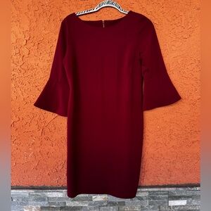 Shelby & Palmer Elegant Burgundy Flare Sleeve Dress